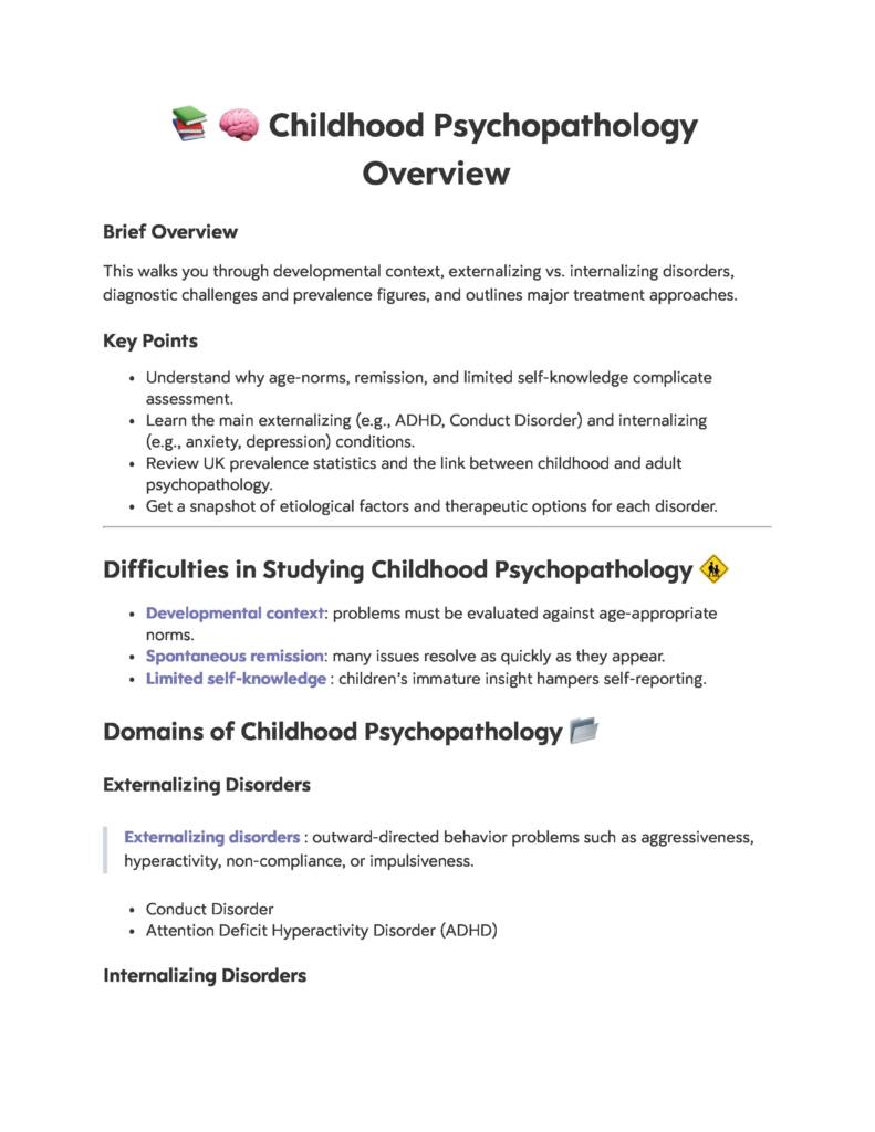 Psychopathology (HMPYC80) DSM-5 Disorders, Diagnosis & Treatment Study Notes